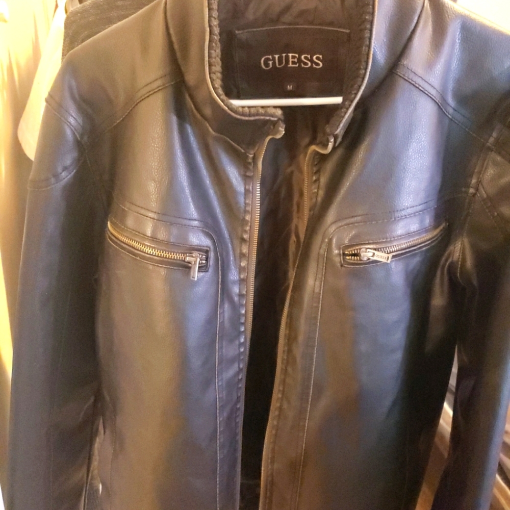 Mens Vintage GUESS Leather Jacket